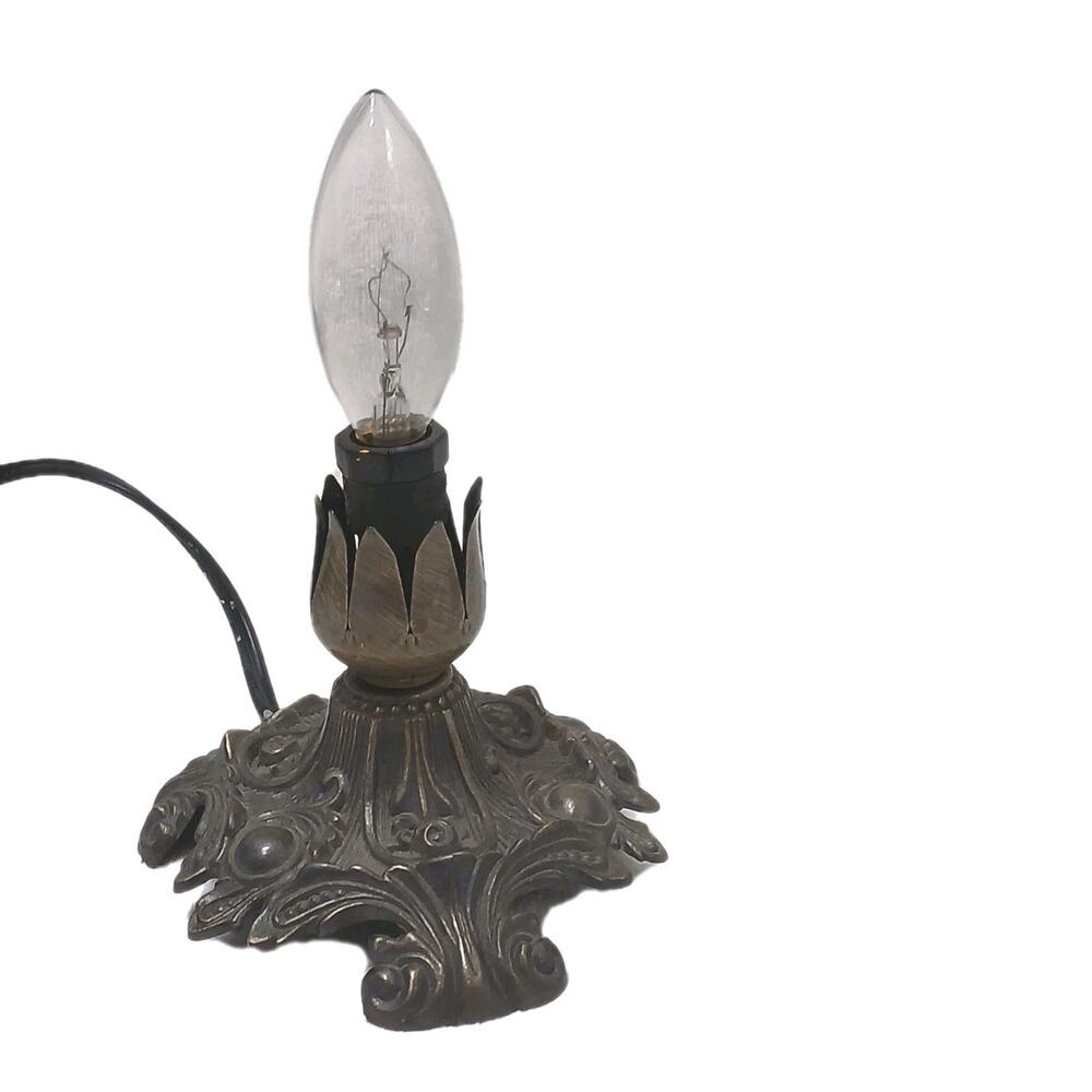 Art Nouveau Fluted Tulip Table Boudoir Lamp Metal Missing Tulip Glass Victorian